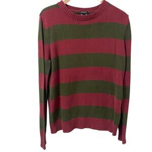 A Nightmare on Elm Street Freddy Krueger Striped Sweater Burgundy Olive Green M